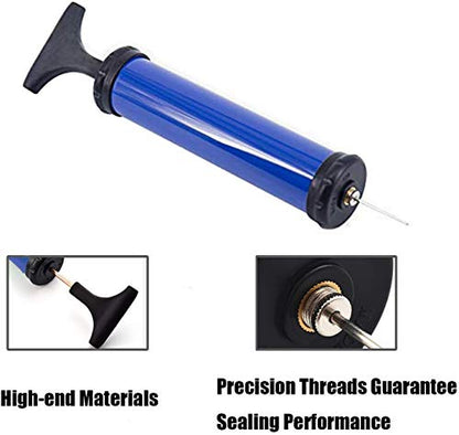 DDUO Portable Ball Pump,Air Pump Inflator Kit with Needle,Nozzle, Extension Hose for Basketball Football Volleyball Rugby Exercise Sports Ball - style: Manual / Blue
