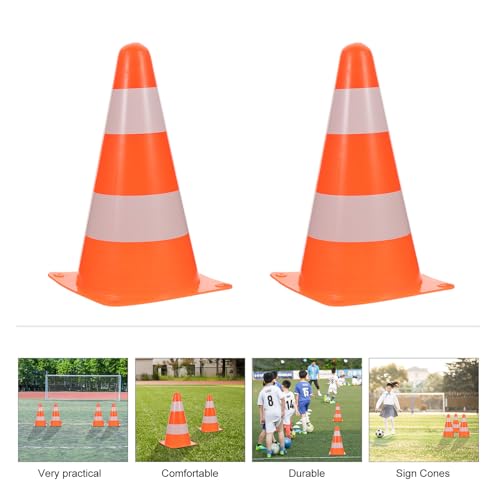 Football Training Marker Cones Bucket Set, 9-inch Orange Soccer Obstacle Cones for Agility Drills, 2pcs Football Training Equipment for Outdoor Practice and Coaching