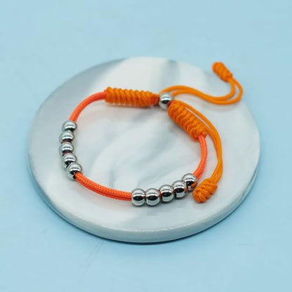 Golf Score Counter Bracelet, 10 Stainless Steel Beads, 2mm Cord Adjustable Golf Stroke Tracking Baseball Swimming Sport Golf Gift for Men and Women - style: Orange