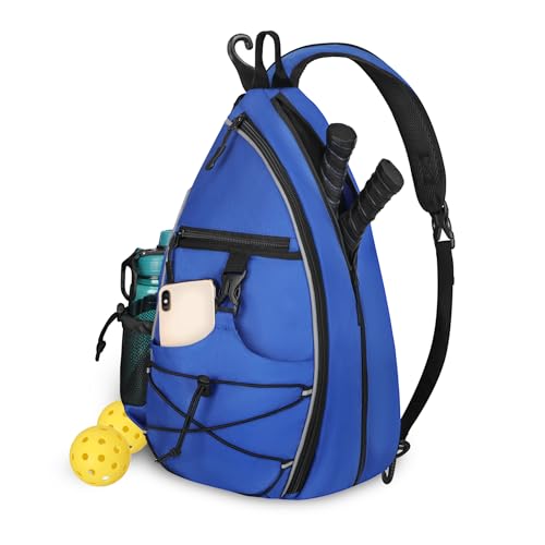 Goloni Pickleball Sling Bag for Men Women, Lightweight Pickleball Backpack with Fence Hook - color: Blue
