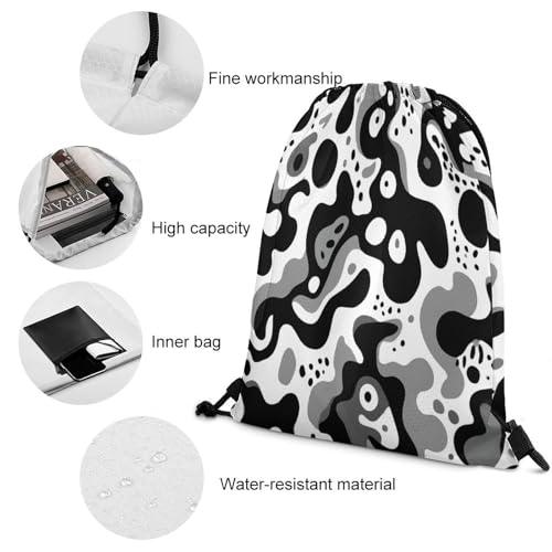Beam Bag Large Capacity Drawstring Backpack for Volleyball Baseball Sports Workout Gear Travel Men Women, Black Camo Bags - color: Picture (638)