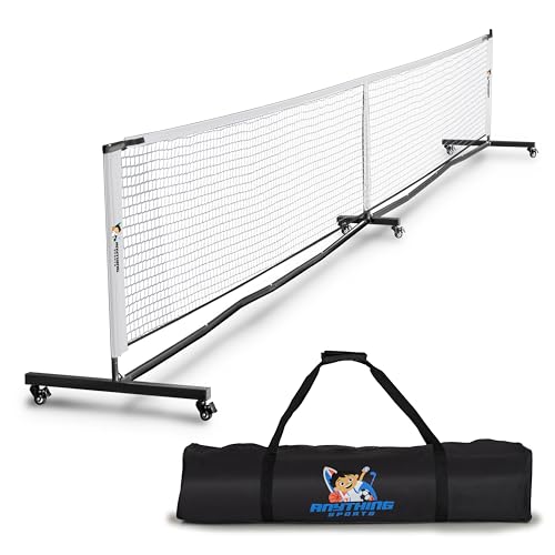 Deluxe Heavy Duty Pickleball Net with Wheels – Regulation Size Portable Net System with Lockable Wheels & Wheeled Carry Case | Tournament-Ready, Fast Setup | Backyard, Driveway, Gym & Court Use
