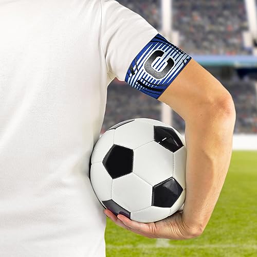 Sports Captain C Arm Band, Unisex Elastic Soccer Captain Armband Adjustable Outdoor Football Player Captain's ArmBands for Youth and Adult - color: Blue