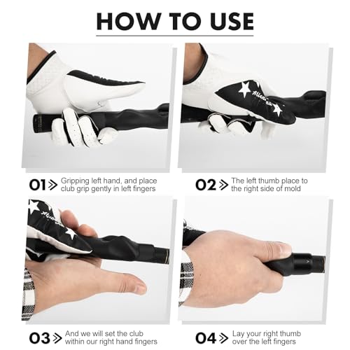 Golf Grip Trainer Golf Practice Tool, Easy To Carry to the Practice Area, Golf Swing Trainer Ensure the Right Grip Every Time, Golf Grip Training Aid, Golf Accessories Improve Your Swing Rhythm - color: Black