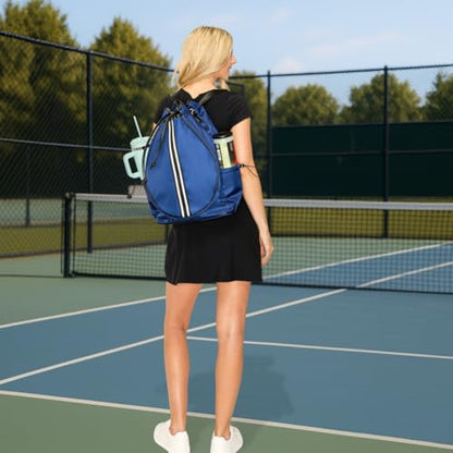 Tennis Bag for Women Racket Tote, Stylish Backpack - Unisex Racquet Sports Pickleball Bag Convertible Shoulder, Crossbody Strap Large Compartment - color: Backpack - Navy/Black Stripe