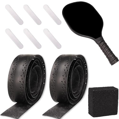 9Pcs Pickleball Racket Accessories Kit, Include 2 Pickleball Paddle Grip Tape, 6 White Pickleball Lead Tape, Black Pickleball Paddle Cleaner and Eraser, Pickle Ball Sport Accessories - color: Black