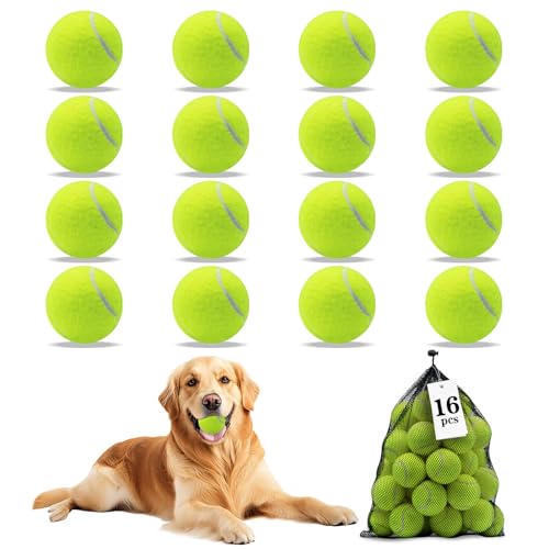 Magicorange Dog Balls, Tennis Balls for Dogs,Colorful Easy Catching Pet Playing Ball (Yellow, 16 Pack) - color: Yellow, size: 16 Pack