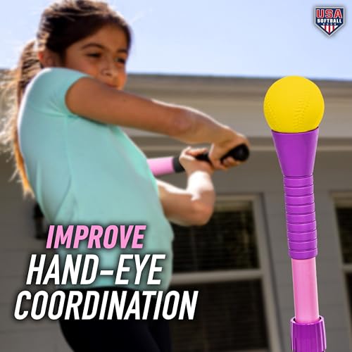 Franklin Sports Youth Batting Tee - Adjustable Height Plastic Training Tee for Kids + Toddlers - 23" to 33" Inches - style: XT Batting Tee – Pink