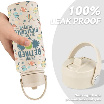 Pickleball Gifts for Women, Men - Christmas, Birthday Gifts for Pickleball Lovers, Players - I'm Not Retired I'm a Full Time Water Bottle 32 oz - color: Pickleball Gifts Beige