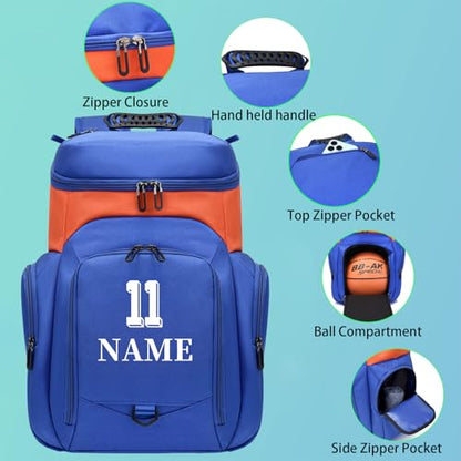 Custom Men's Basketball Backpack - color: Black White