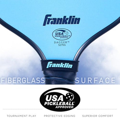Franklin Sports Pickleball Paddle and Ball Set - (2) Fiberglass Paddles + (4) X-40 Balls - USA Pickleball (USAP) Approved - 2 Player Set