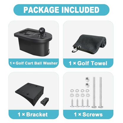 Golf Cart Ball Washer and Club Cleaner Kit, Golf Ball Cleaner and Club Head Washer with Golf Towel, Universal Golf Ball Washer Cleaner for EZGO, Club Car, Yamaha, Advanced EV, Star EV