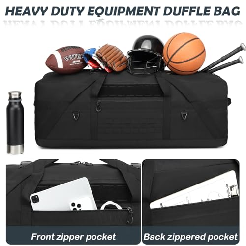 125L Extra Large Duffle Bag - Heavy Duty Duffle Bag with Multiple Pockets, Perfect as Camping Bag Travel Storage Tent Storage Sports Equipment Bag for Coaches & More, Black