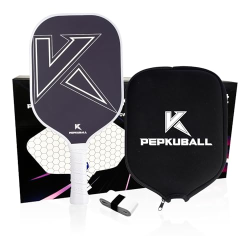 Premium Pickleball Paddles Set Fiberglass Carbon Fiber Pickleball Paddle Lightweight for Outdoor Indoor Use with Rackets for Men Women and All Ages - color: WB04-WHITE