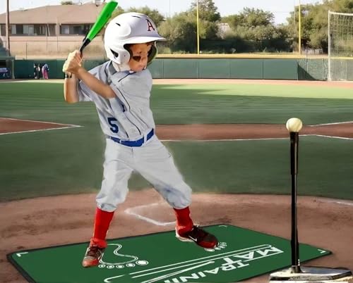 2-in-1 Baseball Batting Mat & Decorative/Entryway Mat, Softball Hitting Mat with Home Plate, Anti-Slip, Batting Stance Guide for Swing Training, Durable Indoor/Outdoor Use (35.4"x23.6")