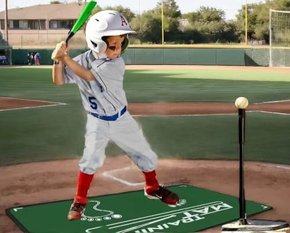 2-in-1 Baseball Batting Mat & Decorative/Entryway Mat, Softball Hitting Mat with Home Plate, Anti-Slip, Batting Stance Guide for Swing Training, Durable Indoor/Outdoor Use (35.4"x23.6")