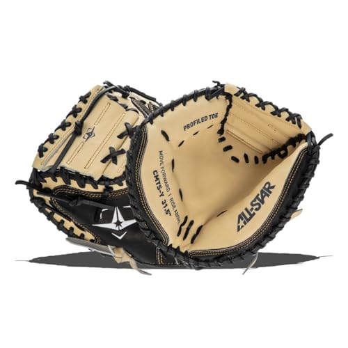 All-Star Top Star Series Catching Mitt - Left/Right Hand Throw - Adult and Youth Size - Baseball Glove, Catchers Mitt - color: Black|Tan, size: 31.5" YOUTH