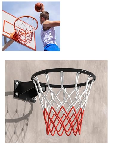 Basketball Rim Replacement with Wall Mount Hoop – Heavy Duty, Indoor/Outdoor, Shock Absorbing, Portable, Pro Level for Home & School