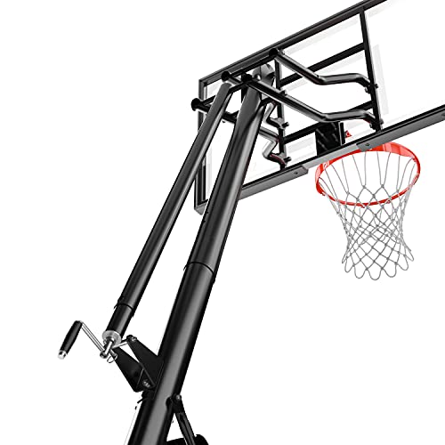 Spalding Ultimate Hybrid Portable Basketball Hoop | Adjustable Height from 7.5' to 10' in Infinite Increments | Arena Slam Breakaway Rim - color: 54" - Acrylic Backboard - Black