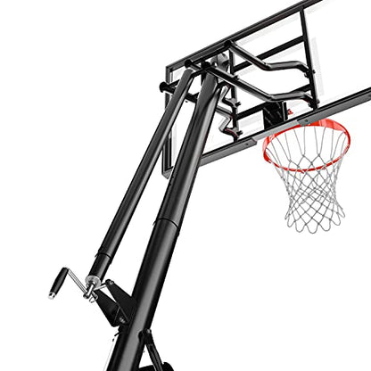Spalding Ultimate Hybrid Portable Basketball Hoop | Adjustable Height from 7.5' to 10' in Infinite Increments | Arena Slam Breakaway Rim - color: 54" - Acrylic Backboard - Black