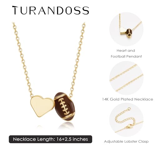 Turandoss World Cup 2026 Competition Ball, Sports Necklace for Women Gold Plated Heart Soccer Football Basketball Gold Pickleball Volleyball Tennis Softball Necklace Gifts for Sports Lovers Fans Teams