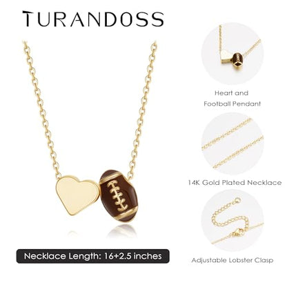 Turandoss World Cup 2026 Competition Ball, Sports Necklace for Women Gold Plated Heart Soccer Football Basketball Gold Pickleball Volleyball Tennis Softball Necklace Gifts for Sports Lovers Fans Teams