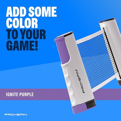 PRO-SPIN Retractable Ping Pong Net – 72" Table Tennis Net with Clamps | Portable Ping Pong Net for Any Table | Includes Custom Mesh Storage Bag | Replacement Table Tennis Net Posts - color: 1-Pack | Purple