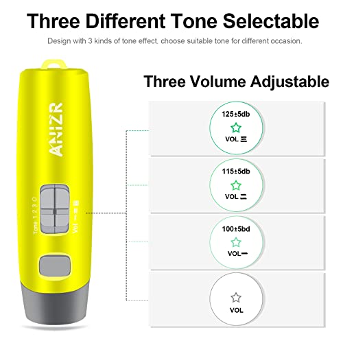 ANIZR Electronic Whistles with Lanyard,Adjustable 3 Tone & 3 High Volume Hand Emergency Whistle Basketball Referee Whistle for Coach,Teacher,Police,Outdoor Camping Boating Hiking(with Battery) - color: Yellow with battery