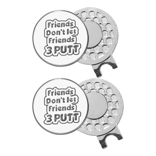 FINGER TEN Golf Ball Marker with Hat Clip or Marker Only, Metal Golf Ball Markers Assorted Designs for Putting Green, Portable Golf Accessories for Men Women - color: 2 Friends