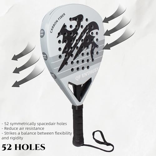 Padel Racket, Carbon Fiber Surface Padel Racquet, Lightweight, Ideal for Training/Matches - color: Gray