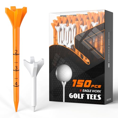 Plastic Golf Tees, 150 Pack (130 Driver Tees + 20 Iron/Hybrid Tees), Low Friction & Resistance, Top Golf Gifts for Men & Unique Golf Gifts for Golfers