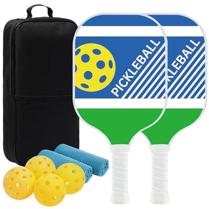 Pickleball Paddles, USAPA Approved Lightweight Rackets， Fiberglass Surface Pickleball Set of 2，Suitable for Men Women - color: White