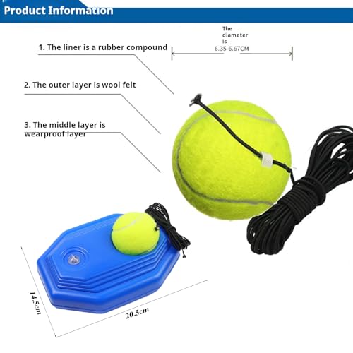 Tennis Practice Rebounder, Tennis Trainer Rebound Ball with 2 String Balls, Portable Tennis Ball Practice Rebounder for Adults or Kids Beginners