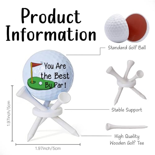 Fathers Day Golf Gifts for Men, Birthday Graduation Gift for Men Women Golfers Lovers, Husband Coworkers Boss Friend, You're the Best by Par Golf Ball Tabletop Display Stand Holders Gift Decor 3 tees
