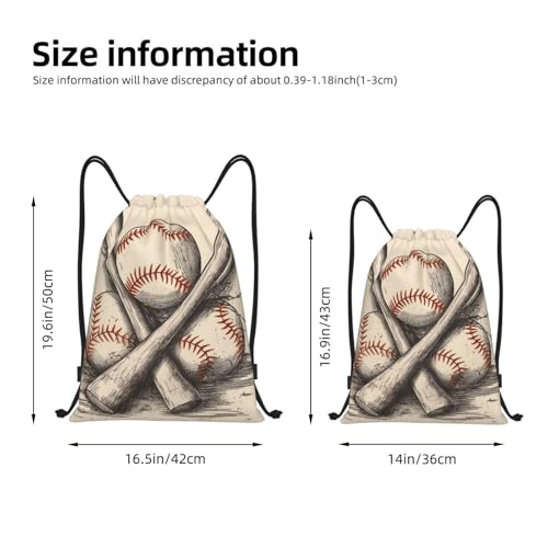 Drawstring Backpack Waterproof String Bag Hand Drawn Baseball Bats and Ball Cinch Bag Lightweight Sport Gym Sackpack Small - size: Small