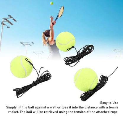 Elastic String Rebound Tennis Training Ball,High Elasticity Rubber Core Abrasion Fiber Tennis Trainer,Self Practice Tool for Beginner Intermediate Players Indoor Outdoor Use