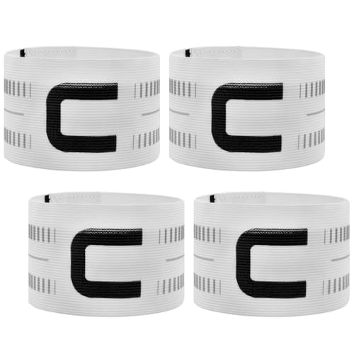 Captain Armband, Unisex C Captain Armbands Soccer Football Player Captain's Arm Bands Sport Team Training for Youth and Adult - color: White, size: 4pcs