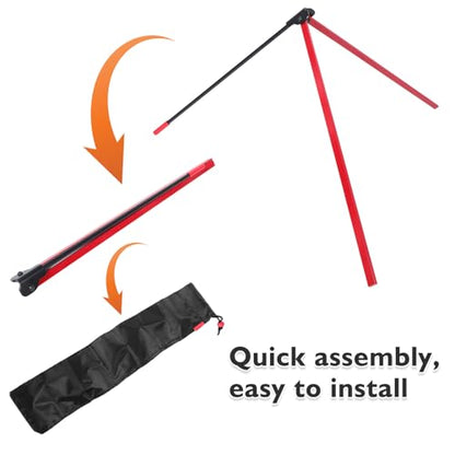 Mikinona Non-Slip Football Kicking Tee and Field Goal Holder Portable Football Kick Stand for Training Practice, Adjustable Red Double Rod with Black Round Bar for Adult and Youth
