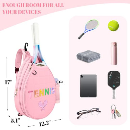 NZNDB Tennis Bags for Women Girl, Tennis Sling Crossbody Backpack, Water Resistant Tennis Bag for Pickleball, Tennis, Racketball - color: Pink