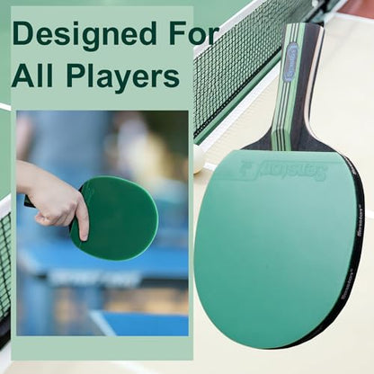 Senston 5-Ply Ping Pong Paddles Set – Premium Wood Table Tennis Set of 4 with 6 Balls & Portable Carry Case – High-Control 2mm Sponge & Ergonomic Non-Slip Grip for Beginners & Family Play
