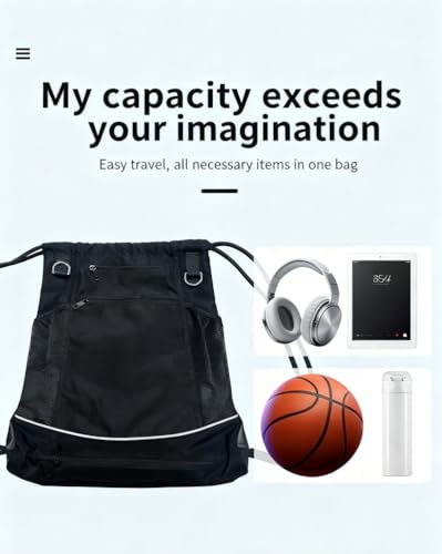 SSZYace Basketball Backpack for Boys Men Women Drawstring Backpack Basketball Bag - color: Blue