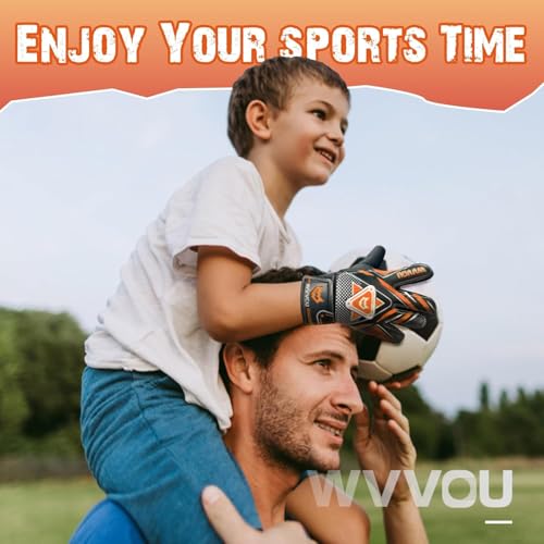 WVVOU Goalkeeper Gloves for Kids Youth, Soccer Goalie Gloves with Double Protection, Anti-Slip Soccer Gloves, Super Grip