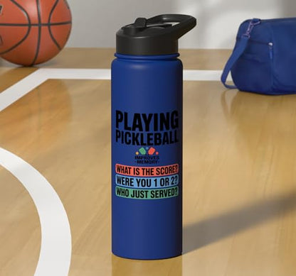 Playing Pickleball Improves Memory Pickleball Court Funny Stainless Steel Insulated Water Bottle - color: Royal Blue