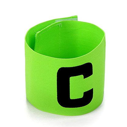 6 Pieces Elastic Soccer Captain Armband Adjustable Football Basketball Player Bands for Adult Youth - color: Green