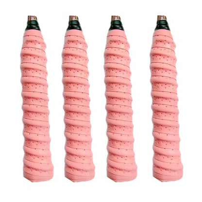 4PCS Tennis/Badminton Racket Grips, Badminton Hand Glue Outdoor Anti-Slip Badminton Tennis Racket Handle Grip Bands Tape, Wrap Your Racquet for High Performance - color: pink