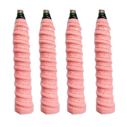4PCS Tennis/Badminton Racket Grips, Badminton Hand Glue Outdoor Anti-Slip Badminton Tennis Racket Handle Grip Bands Tape, Wrap Your Racquet for High Performance - color: pink