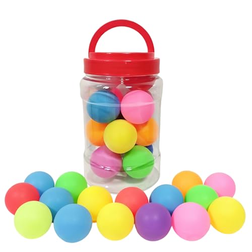 14/28 Pack Colorful Bucket-Packed Ping Pong Balls - PP Material for Kids Adult Games/Pet Toys, ABS Material for Training - style: 12PP+2ABS colored