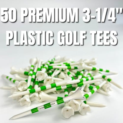 (50/150/500) Plastic Golf Tees 3 1/4 Best Golf Tees for Men, Unbreakable Golf Tees for Women, Long Golf Tees, Zero Friction Golf Tees, Tall Golf Tees Plastic Unbreakable, Reusable Golf Tee - size: 50