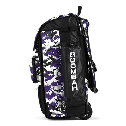Boombah Catchers Superpack Hybrid Rolling Digital Camo Bat Bag - Multiple Colors - Wheeled & Backpack Version - color: Black/Purple