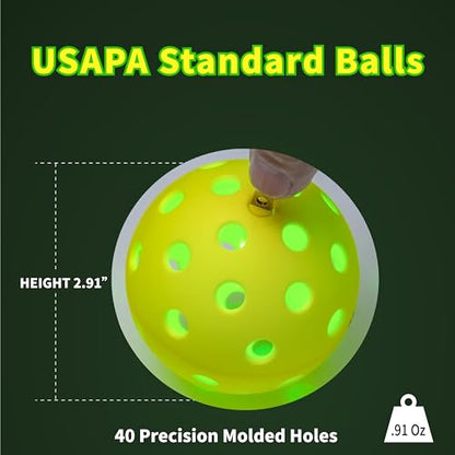 PickleStar Gen 2 Premium LED Pickleball Balls - Next-Generation Glow & Perfectly Balanced Bounce for Advanced Players, Robust and Reliable, 4 Pack with Long-Life Batteries - color: Soft Ivory